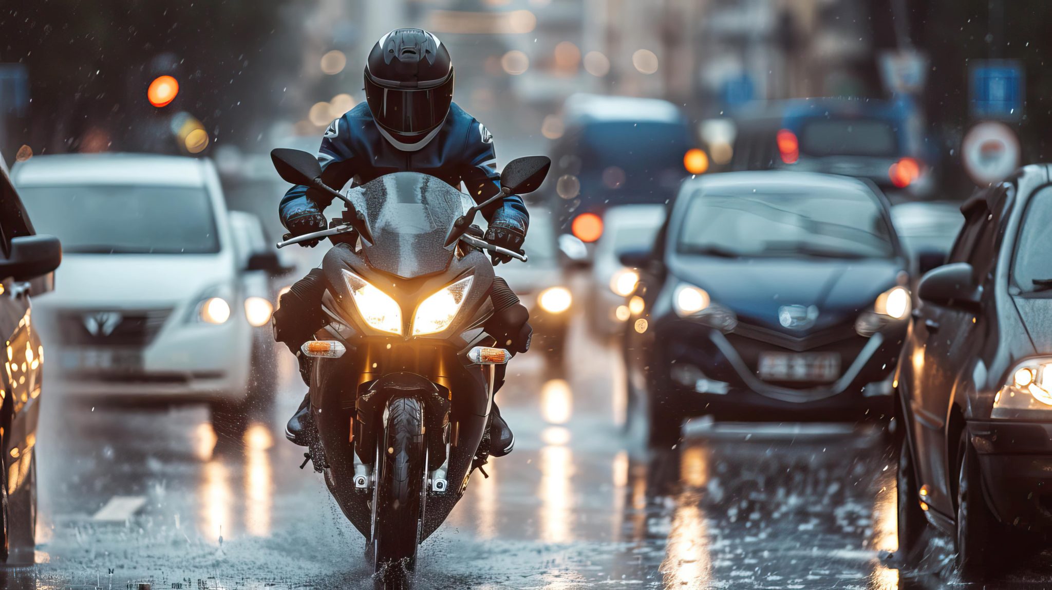 Rouler En Moto Sous La Pluie